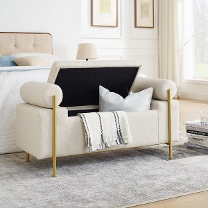 Elegant Upholstered Velvet Storage Bench - 1 of 4