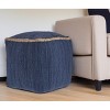 18" Gray and Natural Cotton And Jute Cube Pouf Ottoman - 2 of 4