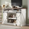 AMERLIFE 66" W Farmhouse TV Stand, Wood 40" H Tall Entertainment Center with Sliding Barn Door - 2 of 2