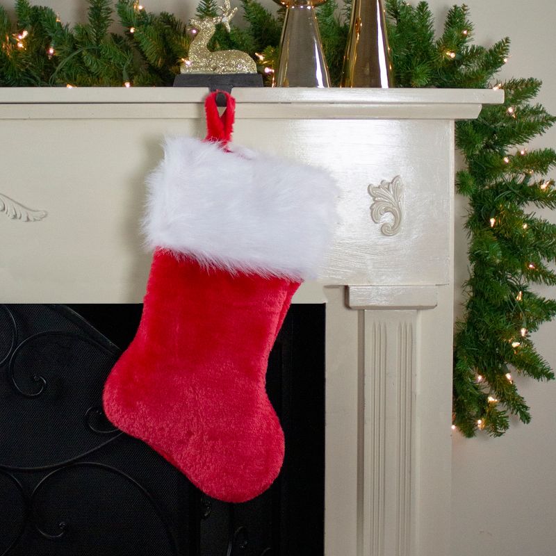 Northlight Traditional Plush Hanging Christmas Stocking with Cuff - 20" - Red and White, 2 of 5