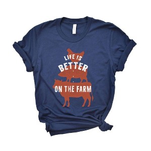 Simply Sage Market Women's Life Is Better On The Farm Colorful Short Sleeve Graphic Tee - 1 of 2