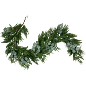 Northlight Real Touch™️ Eucalyptus and Mixed Pine Artificial Christmas Garland - 6' x 8" - Unlit - 1 of 4