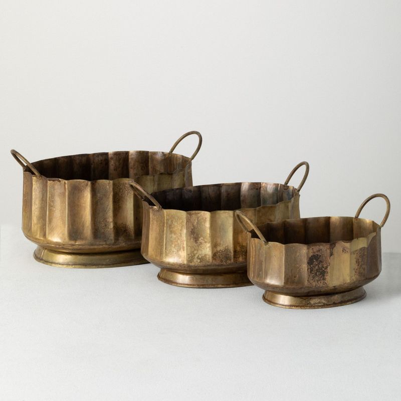 Sullivans Set Of 3 Decorative Iron Bowls 10"H, 9"H & 5"H Gold, 1 of 4