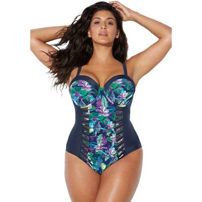 Swimsuits for All Women's Ruched Underwire One Piece Swimsuit (Plus Sizes Available)
