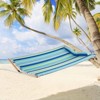 Tangkula Portable Hammock W/ Spreader Bars & Detachable Pillow Quick Dry & Water Proof Material Woven Cotton Rope Blue + Green/Light Blue + Yellow - 4 of 4