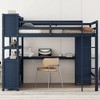 Full Size Wood Loft Bed with Desk, Cabinet and Bookshelf - 2 of 4