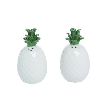 Transpac Spring Pineapple Dolomite Salt and Pepper Shakers Collectables Off-White 3.75 in. Set of 2