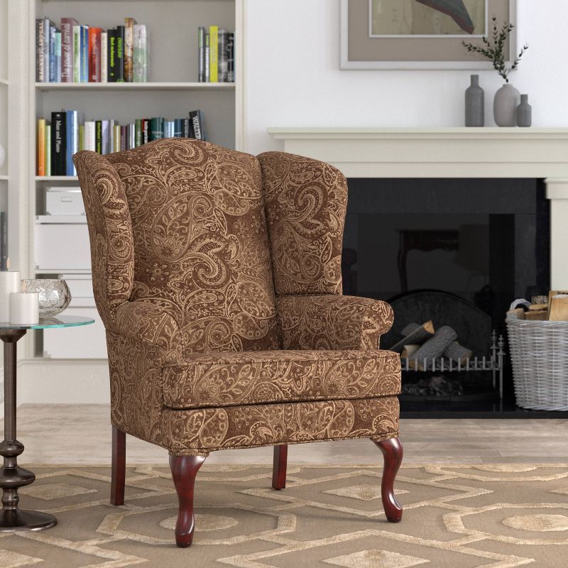 Comfort Pointe Paisley Traditional Wingback Accent Chair, 2 of 7