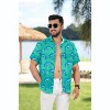 LA LEELA Men's Hawaiian Shirt Vacation Caribbean Party 3X-Large Cyan Dolphin - 3 of 4