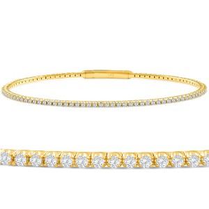 Pompeii3 1Ct F/VS Diamond Flexible Oval Bangle Women's Bracelet 14k Yellow Gold Lab Created - 1 of 3