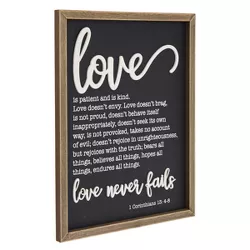 Faithful Finds Wooden Religious Wall Decor, Farmhouse Style Bible Verse Framed Wall Art, Black, 12 x 15 In