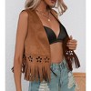 Women's Fringe Vest Sleeveless Open Front Short Vest Lightweight Casual Jacket - 3 of 4