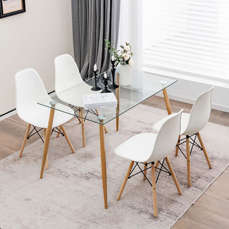 Tangkula 5 Pieces Dining Table Set for 4 Rectangle Glass Table & 4 Modern Chairs for Home, 1 of 9