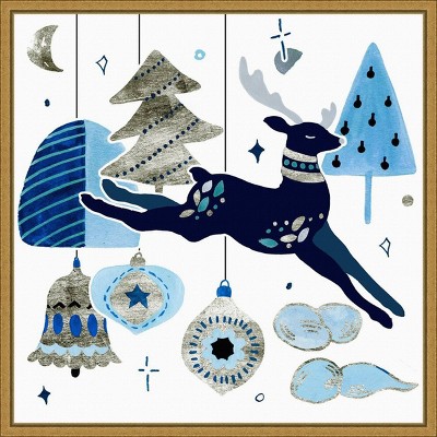 Amanti Art 22"x22" Goodnight Reindeer I by Melissa Wang Framed Canvas Wall Art Print