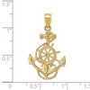 Black Bow Jewelry 14k Yellow Gold Small Anchor, Ship's Wheel with Rope Pendant - 2 of 4
