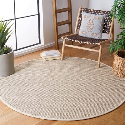 6' Round Marble Beige Hand-Knotted Sisal Area Rug