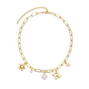 Adornia 14k Yellow Gold Plated Initial Chunky Charm Necklace - 1 of 1