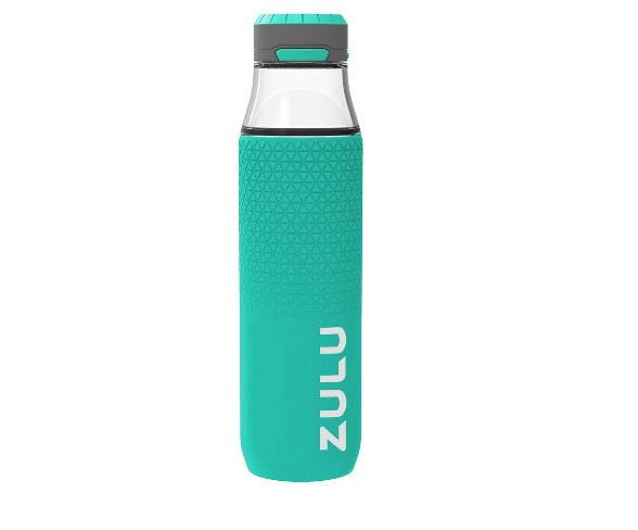 ZULU Studio Glass Water Bottle with Silicone Sleeve, 28 oz