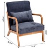 Mid Century Modern Accent Chair,Fabric Upholstered Armrests Chair With Pillow And Wooden Frame For Living Room Bedroom-Coolbibila - 4 of 4