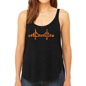 LA Pop Art Women's Premium Word Art Flowy Tank Top - San Francisco Bridge - 1 of 4