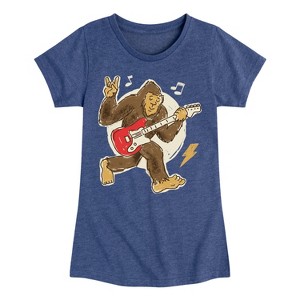 Girls' - Instant Message - Sasquatch Rock N' Roll Guitar Fitted Short Sleeve Graphic T-Shirt - 1 of 4