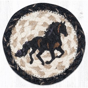 Earth Rugs Stallion Coaster – 5"x5" Braided Jute with Running Horse Silhouette for Western, Ranch, or Equestrian Decor - 1 of 3