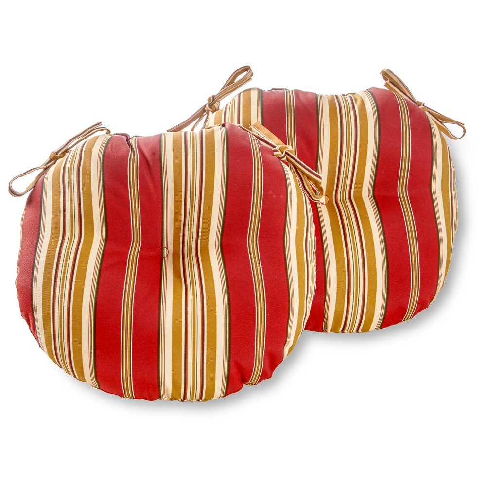 Photos - Pillow Kensington Garden 2pc 15"x15" Outdoor Seat Cushions Roma Stripe: Bistro, Tufted, Water-Resistant