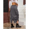 Women's Midi Cargo Skirt Ruched Drawstring Side High Waist Casual Skirts Streetwear with Pockets - 3 of 4