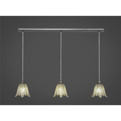 Toltec Lighting Any 3 - Light Chandelier in  Brushed Nickel with 7" Vanilla Leaf Shade