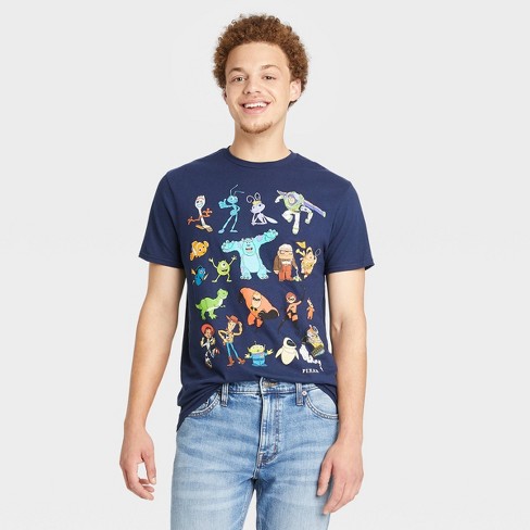 Men S Disney Pixar Short Sleeve Graphic T Shirt Navy Target