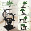 Modern Multicoloured 600 GSM Soft Plush Cat Tree Pet Tower with Sisal Post and Hanging Ball, Fake Real Leaves - 3 of 4