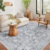 Acekool 5x7 Washable Area Rug - Boho Vintage Distressed Design, Stain Resistant Low Pile Rug for Living Room, Bedroom, Office, Grey - 3 of 4