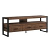 59" Laminate Reclaimed Wood-Look TV Stand with 3 Drawers, Open Shelf and Black Metal Frame for Living Room - 2 of 4