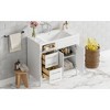 Okak 36" Modern Bathroom Vanity with Sink, Solid Wood Frame Bathroom Vanities with Cabinet Tip-out Drawer & Height Adjustable Shelf, White - 3 of 4