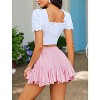 Women's Pleated Skater Skirt - High Waist Flared Mini with Ruffles for Casual Wear Pink - 2 of 4