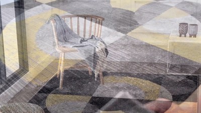 Modern Blue and Gray Geometric Polypropylene Runner Rug 2'x7'