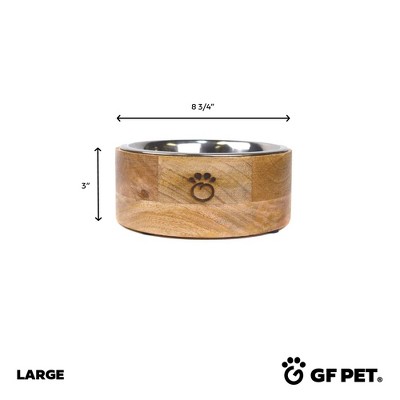 Small Mango Wood Elevated Dog Bowl with Stainless Steel Insert