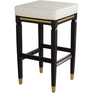 55 Downing Street Jaxon Black Wood Bar Stool 31" High Modern White Faux Leather Cushion with Footrest for Kitchen Counter Height Island Shed House - 1 of 4