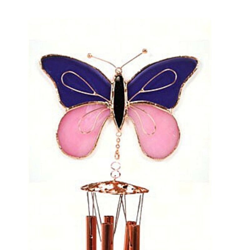 18.0 Inch Butterfly Windchime Stain Glass Yard Decor Bells And Wind Chimes, 3 of 4