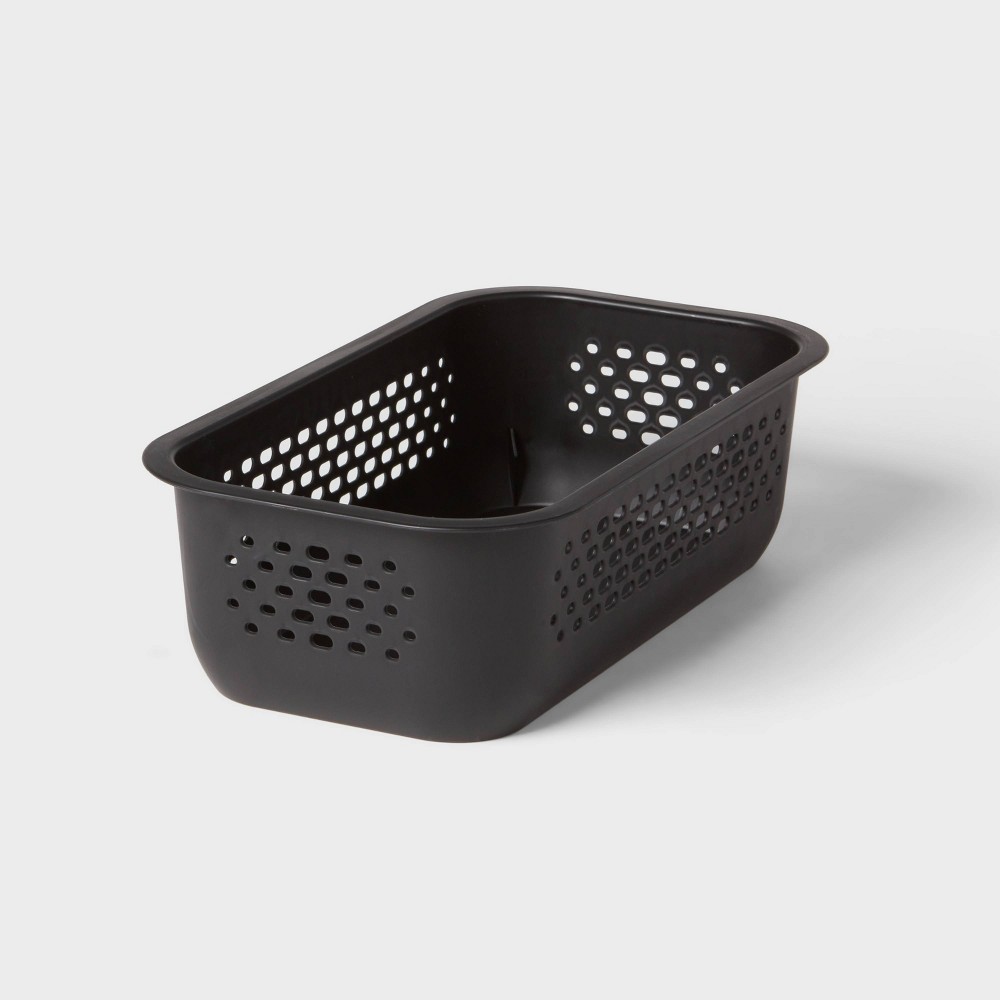 8 units Narrow Small Decorative Plastic Bin Black - Brightroom™: Modern Rectangle, 3.2 Volume, Cut-Out Handles