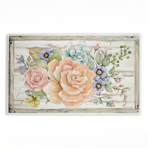 Stupell Industries Rose Succulent Bouquet Printed Plush Bath Mat And Bath Rug, Design By Susan Winget, 18"X30" - 1 of 4