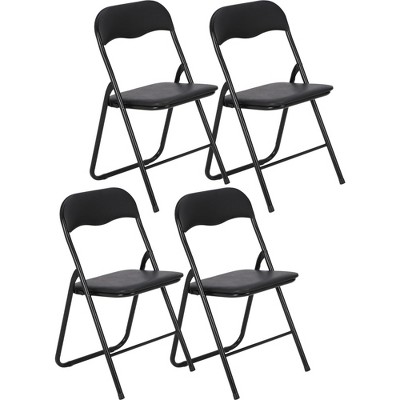 Folding Chairs 4 Pack with Cushion - Portable Metal Chairs with Non-Slip Feet Pads, Stackable Chairs for Outdoor & Indoor Event