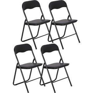 Folding Chairs 4 Pack with Cushion - Portable Metal Chairs with Non-Slip Feet Pads, Stackable Chairs for Outdoor & Indoor Event - 1 of 4