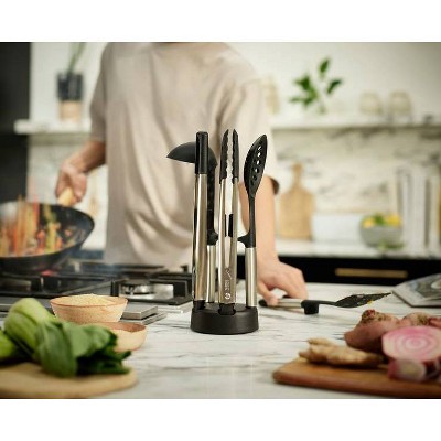 Joseph Joseph 5-Piece Stainless Steel and Silicone Utensil Set with Stand