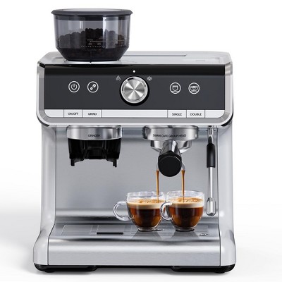 Espresso Machine with Grinder, Milk Frother Wand, 1450W, 20 Bar Professional Espresso Maker with Barista Kit