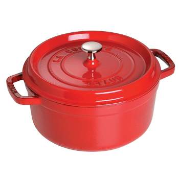 Better Chef 98589226M 2 qt. Round Aluminum Nonstick Dutch Oven in Red with Glass Lid