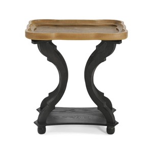 Christopher Knight Home Natalie Vintage Hourglass Shape Wood Side Table Natural/Black - 1 of 4