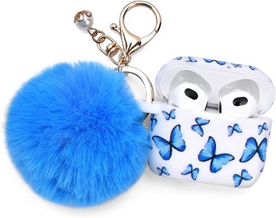 Insten Cute Case Compatible With Airpods 1 & 2 - Fluffy Pom Pom Protective  Silicone Cover With Keychain, White : Target