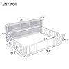 NicBex Full Size Wood Montessori Bed with Side Bookcase and Shelves,Floor Bed Frame with Safety Guardrails,Modern Toddler Bed for Bedroom,White - image 3 of 4