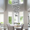 BAOURE 8-Rings D35.4’’ Modern LED Chandelier Black Dimmable High Ceiling Chandeliers Foyer with Remote Control for Staircase Entryway Living Room - 3 of 4